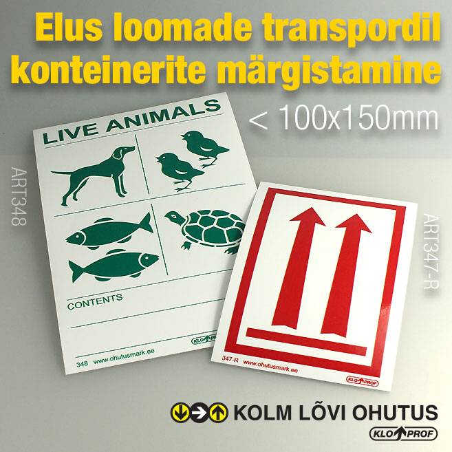 Elus loomade transpordil konteinerite tähistamine www.ohutusmark.ee